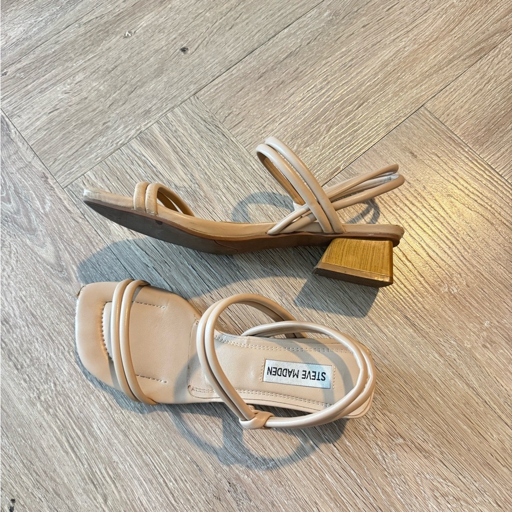 Steve Madden Tan Block Heel Strappy Heels